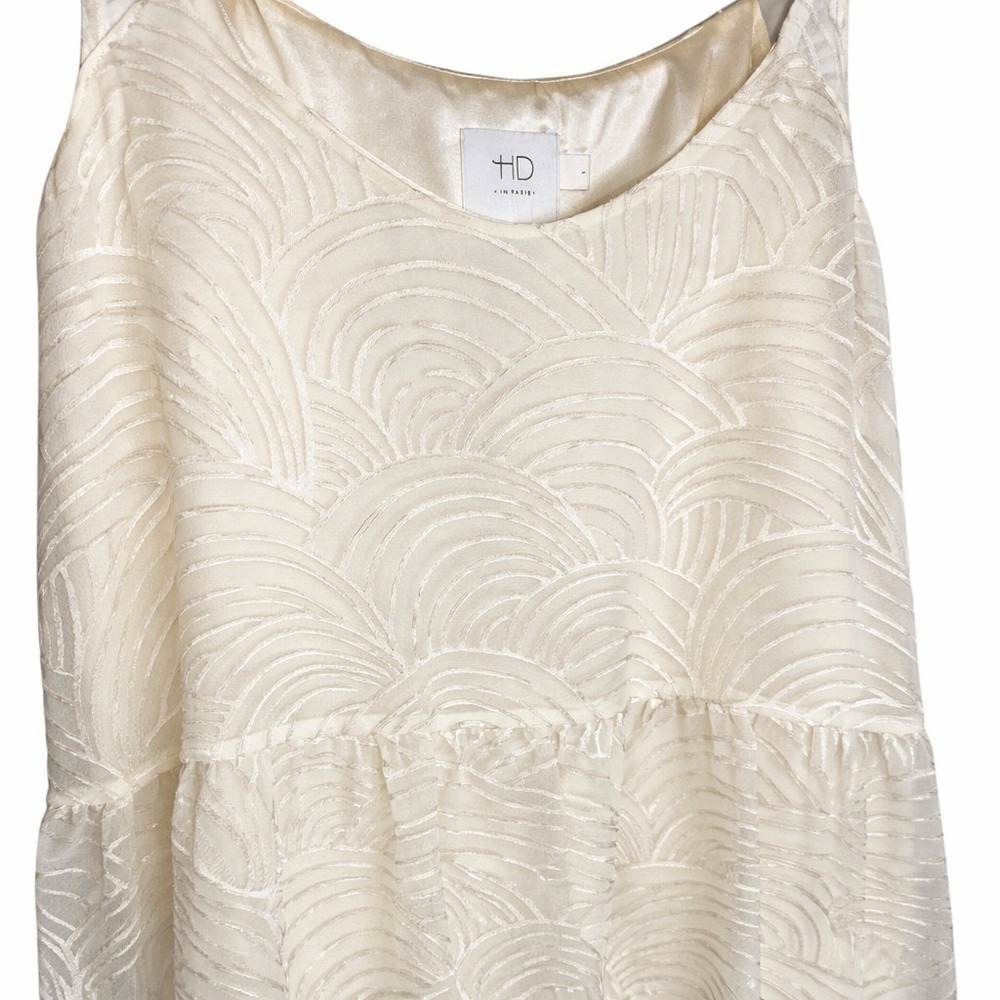 Anthropologie HD in Paris Ivory Textured Wave Peplum Camisole Top Size S - Picture 3 of 8